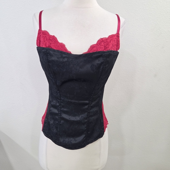 Frederick's of Hollywood Black and Red Lace Crop Top - Picture 1 of 9
